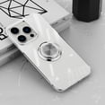 thumbnail image 1 of Elehold Ring Holder Kickstand Plating Case Compatible with iPhone 14 Pro Max Case 6.7 inch, Made of Clear Soft Silicone with folding hidden Car Magnetic Shockproof Cover Transparent Phone Case,Silver, 1 of 10