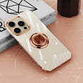 thumbnail image 1 of Elehold Ring Holder Kickstand Plating Case Compatible with iPhone 14Pro Max Case 6.7 inch, Made of Clear Soft Silicone with folding hidden Car Magnetic Shockproof Cover Transparent Phone Case,Rosegold, 1 of 10