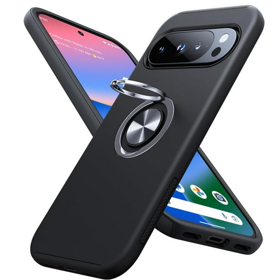 Elehold Rugged Case for Google Pixel 10A ,Hybrid Shockproof Durable 2 in 1 Layers Protection PC+TPU Kickstand Support Magnetic Car Mount Protective Phone Case,Black