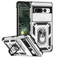 thumbnail image 1 of Elehold Rugged Case for Google Pixel 7 Pro 6.7 inch,Hybrid Shockproof Durable 2 in 1 Layers Protection PC+TPU Kickstand with Full Body Protection Support Magnetic Car Mount Stylish Phone Case, Silver, 1 of 8