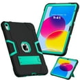 thumbnail image 1 of Elehold Rugged Heavy Duty Protective Hybird Case Compatible with iPad 10th Generation 10.9" 2022,  Hidden Kickstand Dual Angle Stand Shockproof Anti-drop.Black+Mint, 1 of 10