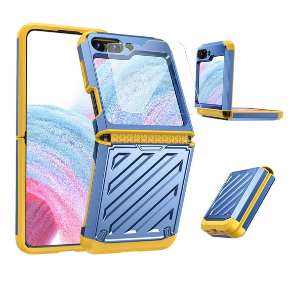 Elehold for Samsung Galaxy Z Flip 5 Case with Front Screen Protector & Hinge Protection, Ful Body Rugged Protective Phone Case for Galaxy Z Flip5 5G,Blue