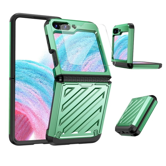 Elehold for Samsung Galaxy Z Flip 6 Case with Front Screen Protector & Hinge Protection, Ful Body Rugged Protective Phone Case for Galaxy Z Flip6 5G,Green