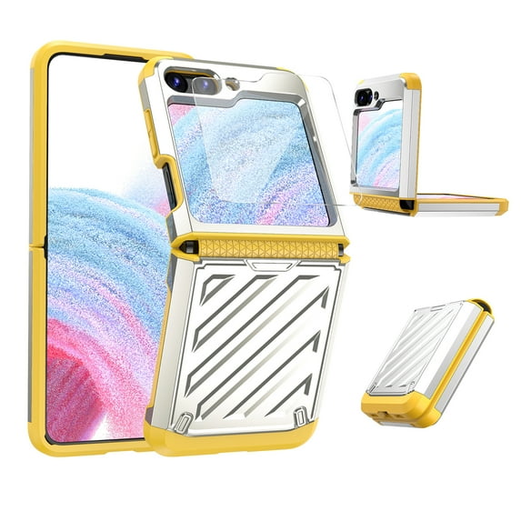 Elehold for Samsung Galaxy Z Flip 6 Case with Front Screen Protector & Hinge Protection, Ful Body Rugged Protective Phone Case for Galaxy Z Flip6 5G,Silver