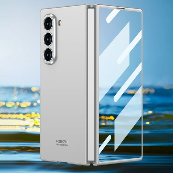 Elehold for Samsung Galaxy Z Fold 6 Case with Built-in Screen Protector, Full Body Cover Support Wireless Charging Hard PC Slim Shockproof Protective Case for Samsung Galaxy Z Fold 6,Silver
