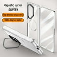 thumbnail image 1 of Elehold for Samsung Galaxy Z Fold 6 Case with Hinge Protection & Front Screen Protector & Camera Ring Stand,Samsung Z Fold 6 Magnetic Case Compatible with MagSafe Wireless Charging,Silver, 1 of 5