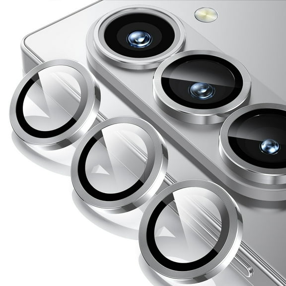Elehold for Samsung Galaxy Z Fold 7 Camera Lens Protector, Ultra Thin Scratch Resistant 9H Tempered Glass with Aluminum Metal Circle Camera Screen Protector Cover Accessories,Silver
