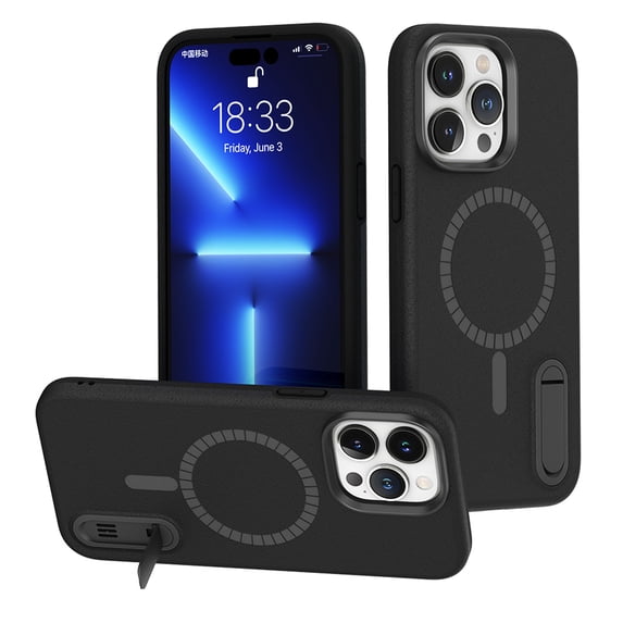 Elehold Slim Case for iPhone 14 Pro Max Clear Anti-Yellowing with Hidden Bracket Kickstand Heavy Duty Compatible with MagSafe Full Body Protective Shockproof Case For iPhone 14 Pro Max,Black