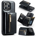 thumbnail image 1 of Elehold Zipper Wallet Case for iPhone 14 Pro Max Luxury Glitter Bling Leather Design Detachable with Kickstand Shockproof Card Slots Magnetic Clasp wallet ,Black, 1 of 9