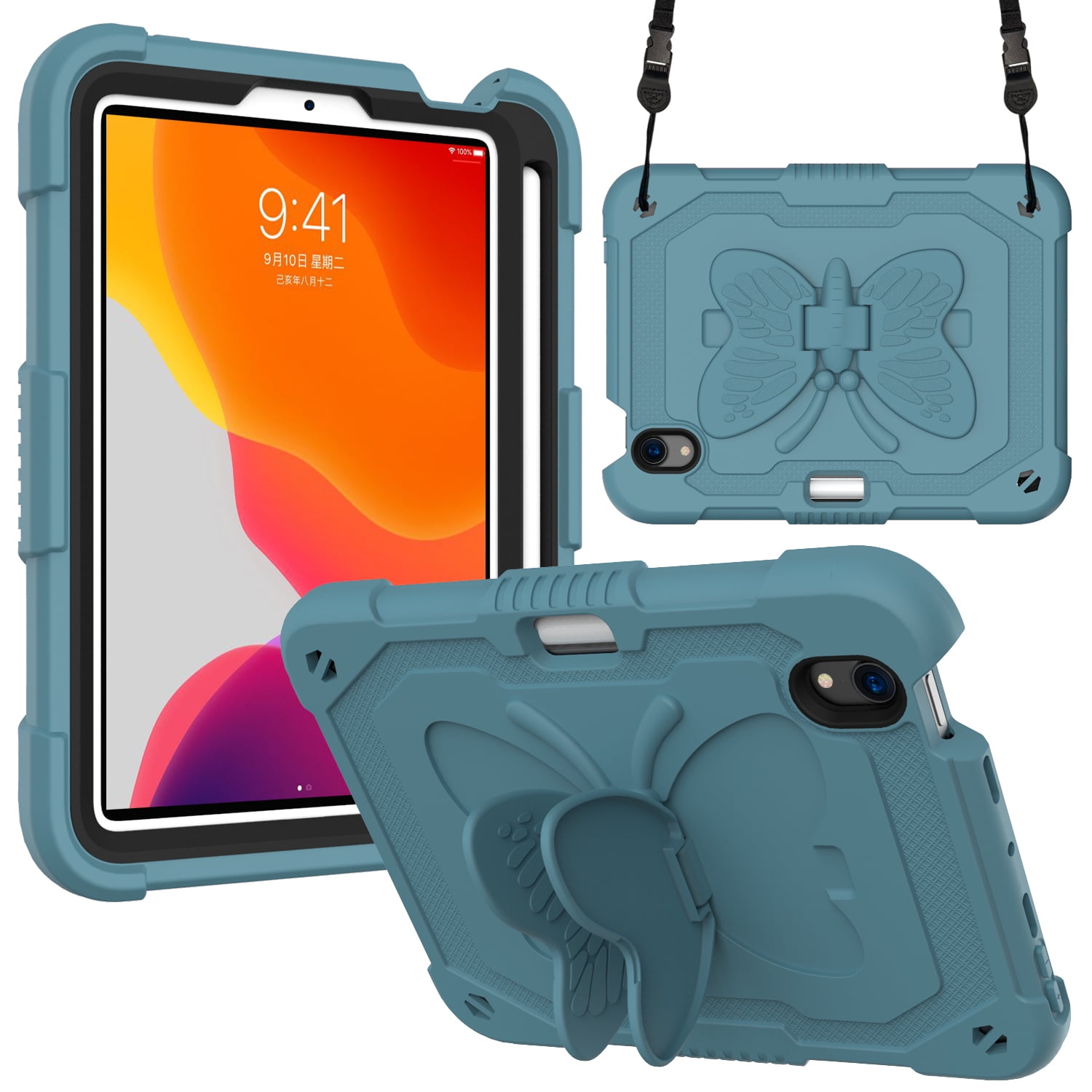 Elehold for iPad mini 7 (A17 Pro)2025/6th Case with Kickstand Butterfly