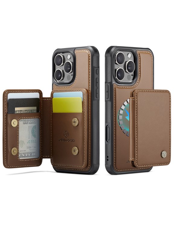 for iPhone 16 Plus Case with Detachable Back Wallet, Case for iPhone 16 Plus with RFID Blocking Card Holder for Women Men,Kickstand Shockproof Phone Case for iPhone 16 Plus,Brown