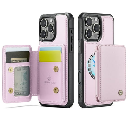 Elehold for iPhone 17 Air Case with Detachable Back Wallet, Shockproof Slim RFID Blocking Card Holder Flip Kickstand Shockproof Phone Case Women Men for iPhone 17 Air,Pink