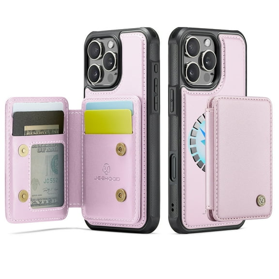 Elehold for iPhone 17 Air Case with Detachable Back Wallet, Shockproof Slim RFID Blocking Card Holder Flip Kickstand Shockproof Phone Case Women Men for iPhone 17 Air,Pink