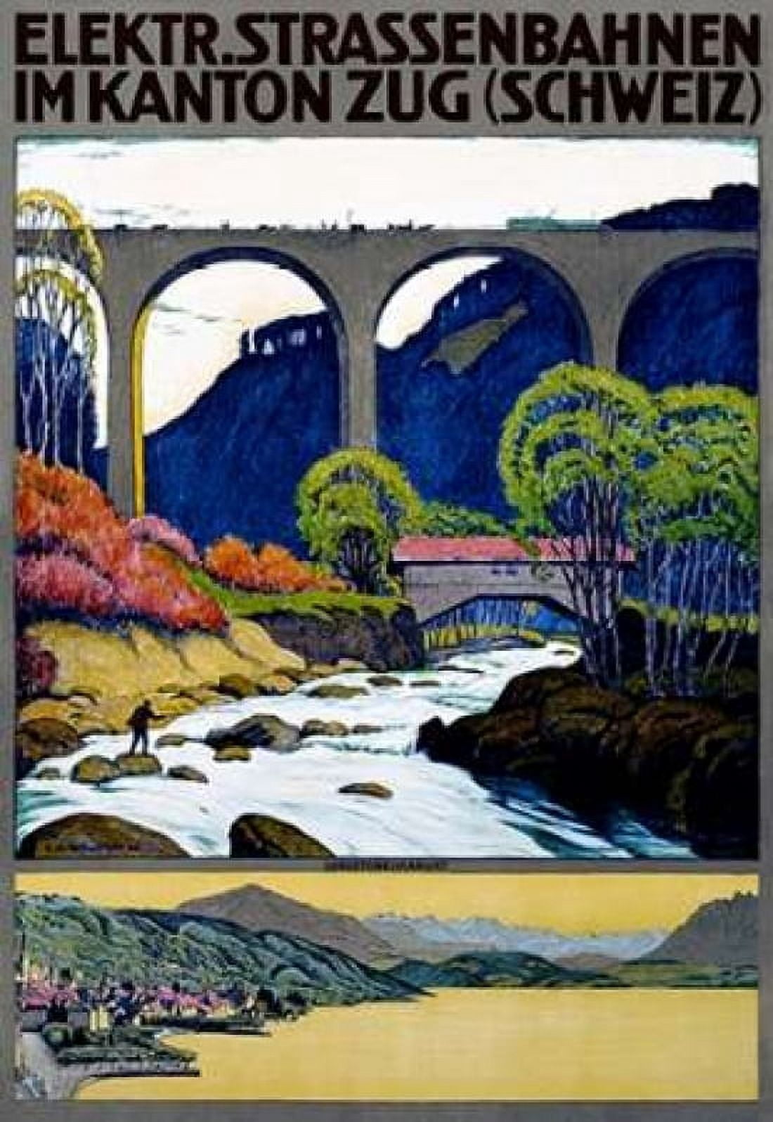 Elekktr Strassenbahnen im Kanton Zug Canvas Art - Ernst Emil Schlatter (20 x 28)