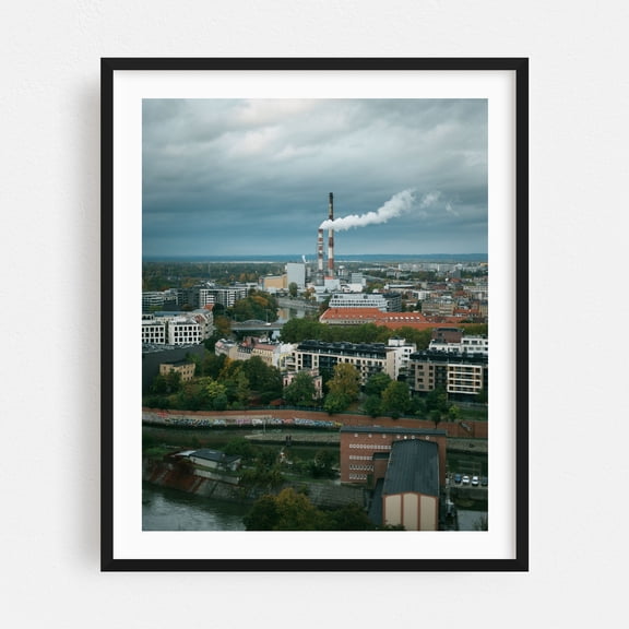 Elektrociepłownia Wrocław 01 - Wrocław Dolnośląskie Poland Photography Cityscape Architecture Industrial Skyline Autumn Graffiti Black Framed Wall Art Print 6 x 8 inches