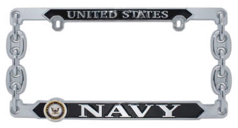 Elektroplate Officially Licensed United States Navy 3D Chrome Silver Metal License Plate Frame