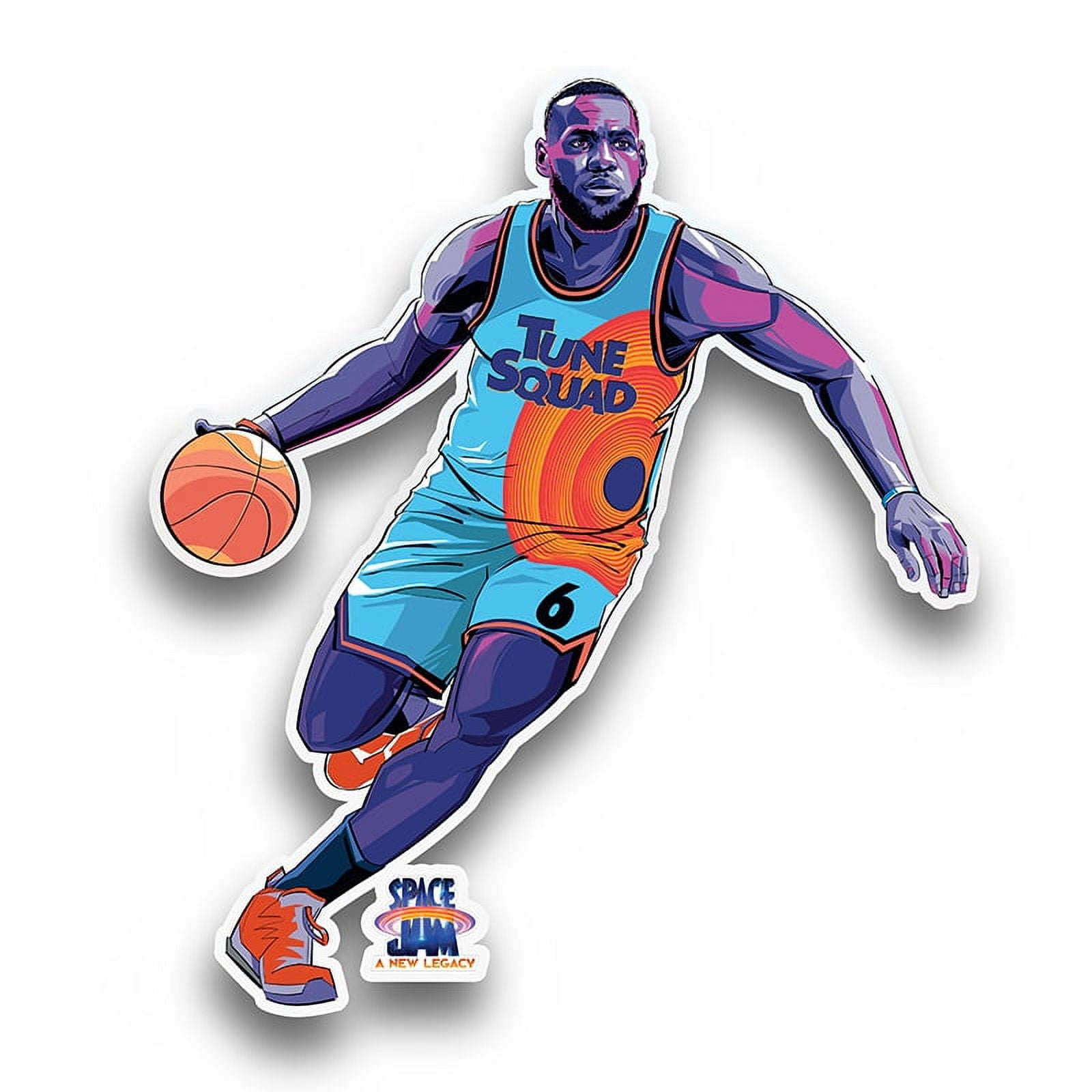 Elektroplate Officially Licensed Space Jam Lebron James Dribbling Multi-Color Sticker Decal