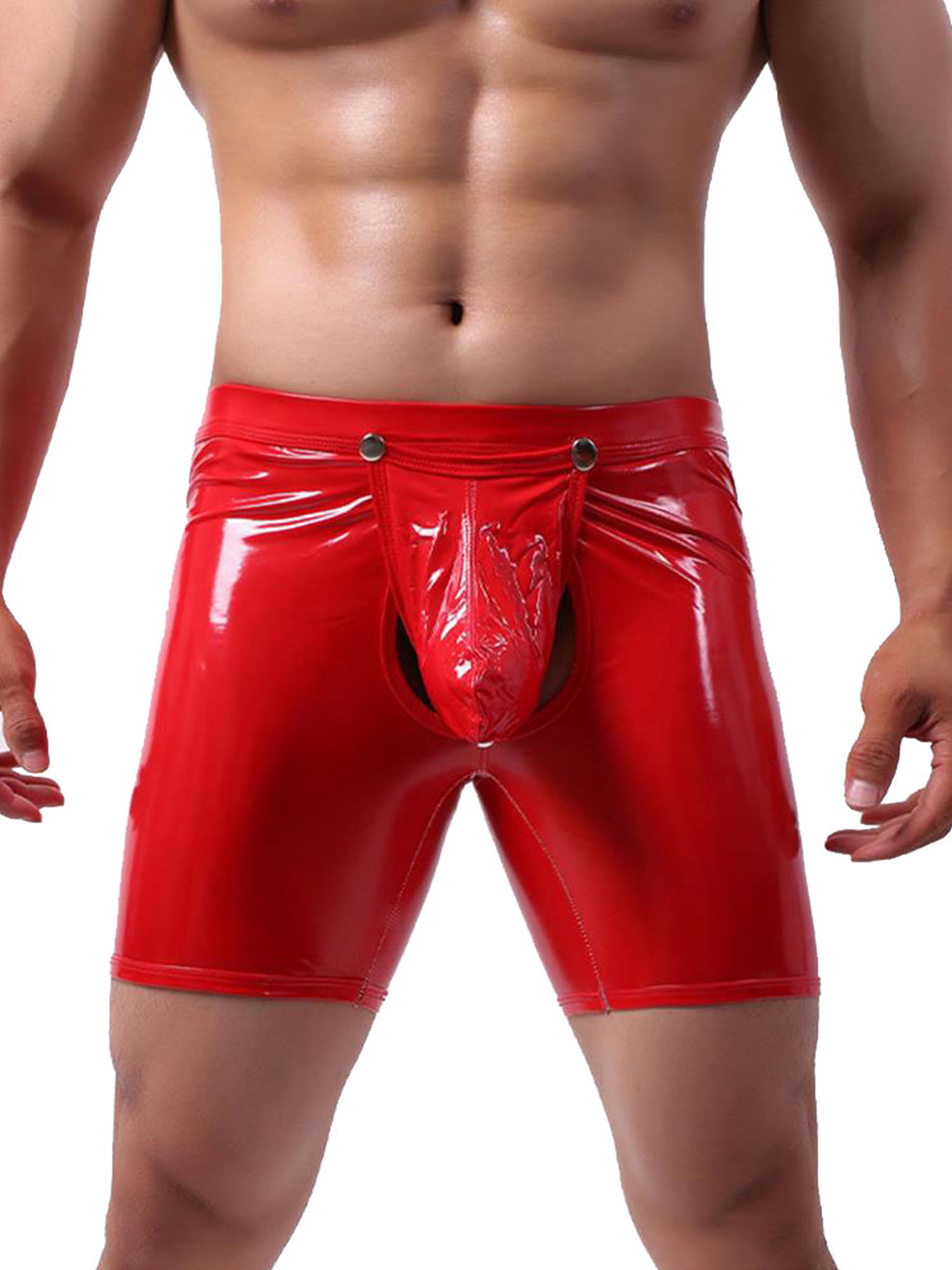 Eleluny Men Faux Leather Briefs Boxer Panties Shorts Look Wet