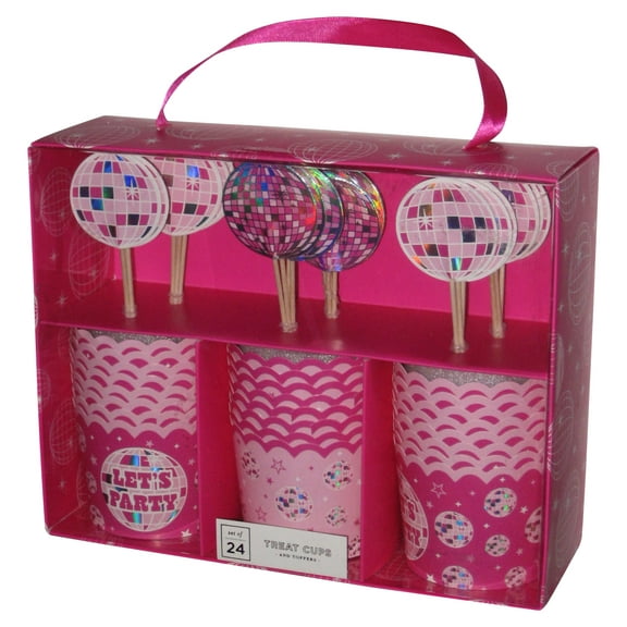 Elem Designs Let's Party! Treat Cups And Toppers Pink Box Set of 24