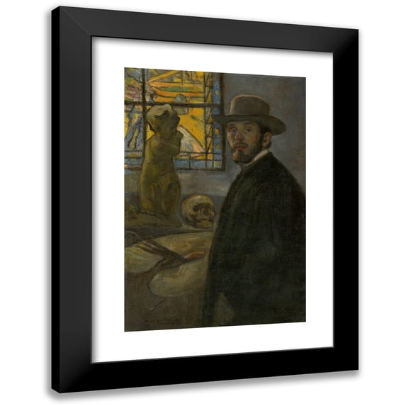 Elemír Halász-Hradil 11x14 Black Modern Framed Museum Art Print Titled - Self Portrait (1919)