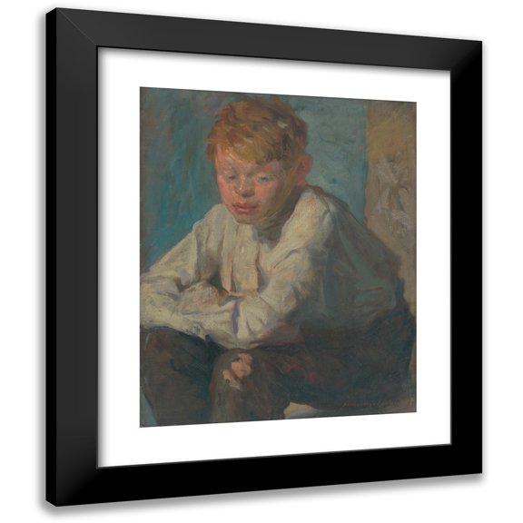 Elemír Halász-Hradil 12x14 Black Modern Framed Museum Art Print Titled - Boy with Red Hair (1910-1915)