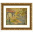 thumbnail image 1 of Elemír Halász-Hradil 14x12 Gold Ornate Wood Frame and Double Matted Museum Art Print Titled - In the Yard (1940-1945), 1 of 4