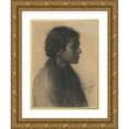 thumbnail image 1 of Elemír Halász-Hradil 19x24 Gold Ornate Framed and Double Matted Museum Art Print Titled - Study of a Woman (1898), 1 of 4