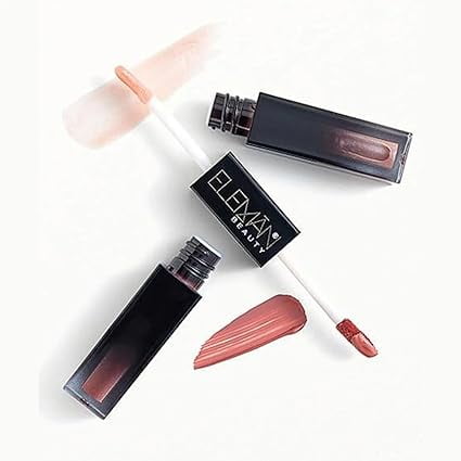 Eleman Beauty Santorini Dual-Sided Liquid Lipstick and Gloss Set with Coconut Oil – Dusty Rose & Baby Pink, 0.14 oz, Soft-Touch, Long-Wear, Non-Sticky, Ultra-Pigmented, Feather-Proof, Hydrating