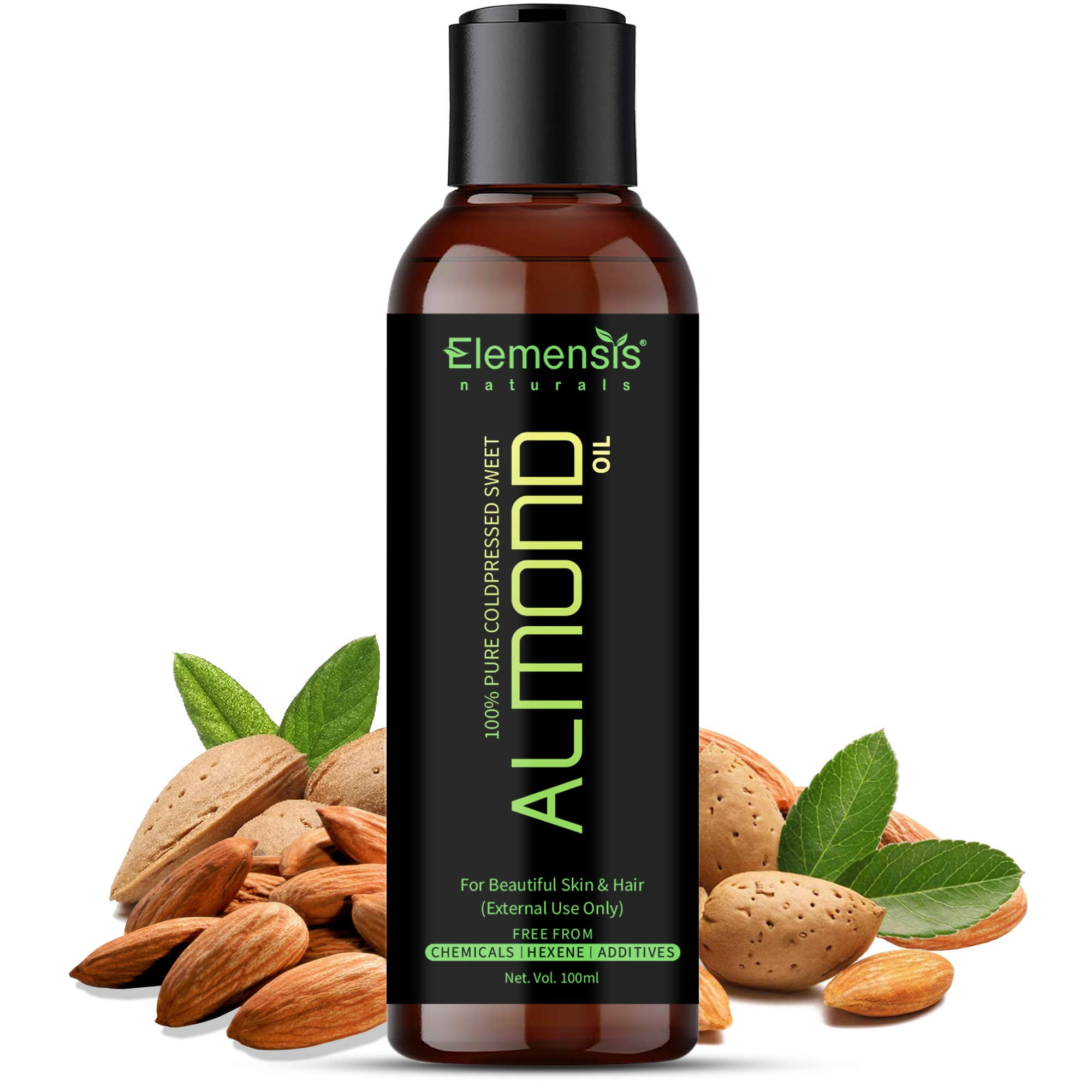 Elemensis Naturals Pure Almond Oil, Cold Pressed, To Support Hair
