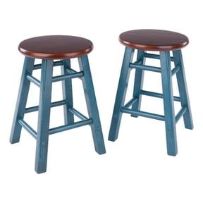 Element 2-Pc Dining Stool Set Rustic Teal and Walnut