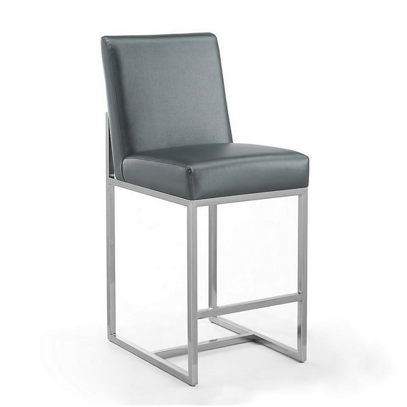 Element 37.2 in. Graphite and Polished Chrome Stainless Steel Counter Height Bar Stool