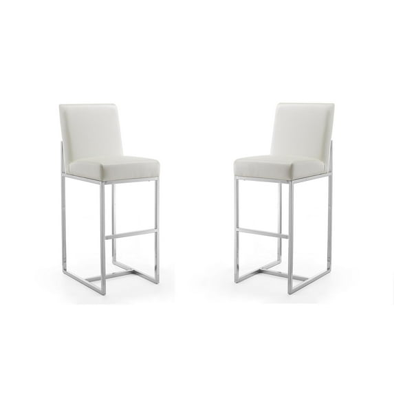 Manhattan Comfort Element 29.53" Faux Leather Barstool in White (Set of 2)