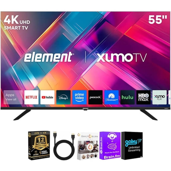 Element 55" Revolution Series 4K UHD HDR LED Smart Xumo TV WiFi Streaming Bundle with HDMI Cable and 12 Month CPS Protection Plan