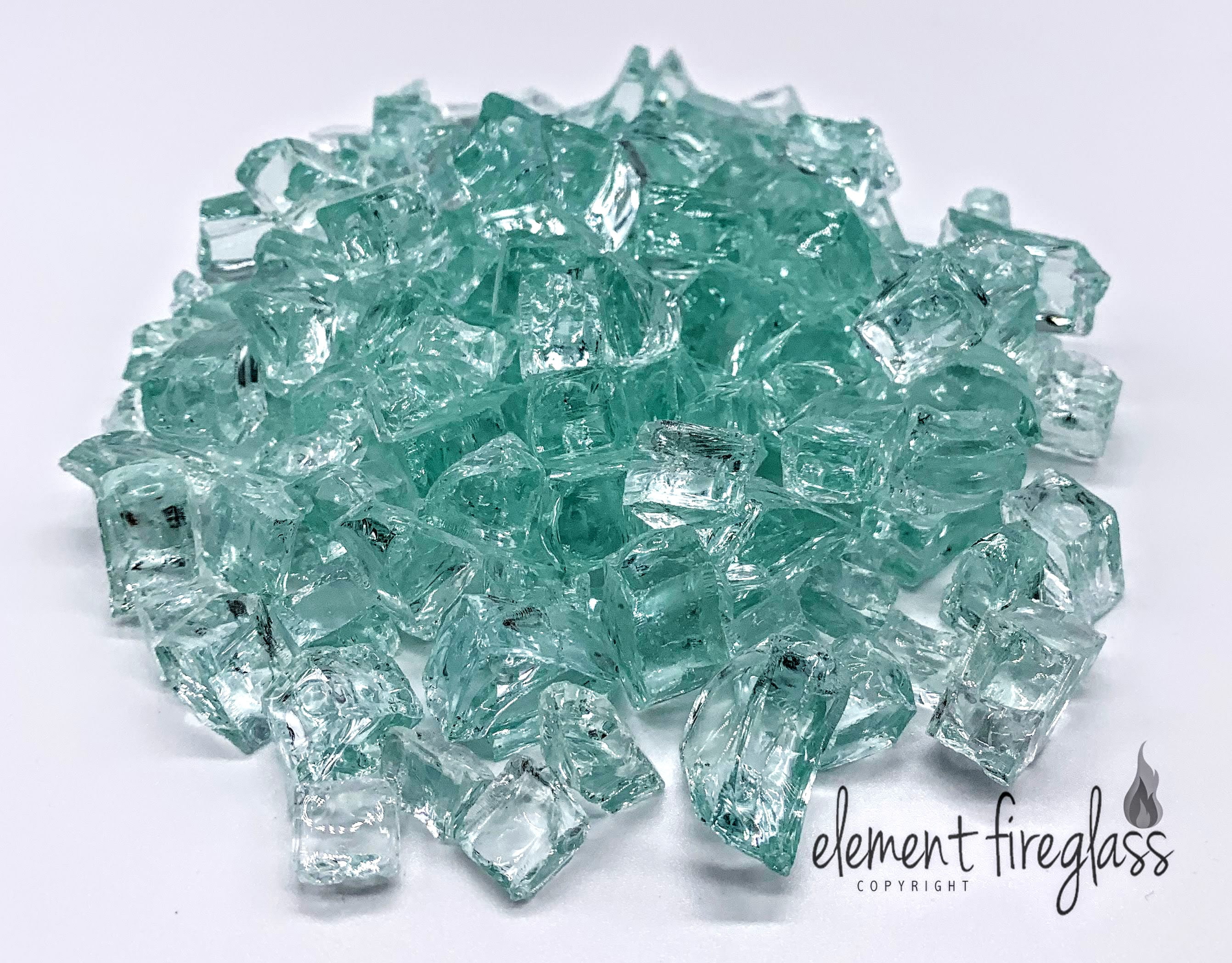 ELEMENT FIREGLASS Element Aquamarine 1/2" Large Fire Pit Glass by Element Fire Glass 10lb.