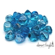 Element Blue Luster Jelly Bean 1" Fire Glass 10 lbs, Blue Diamond Fire Glass, Indoor or Outdoor Fire Glass Beads, Shimmer Diamond Fire Glass, Smooth Fire Glass, Rounded Fire Glass