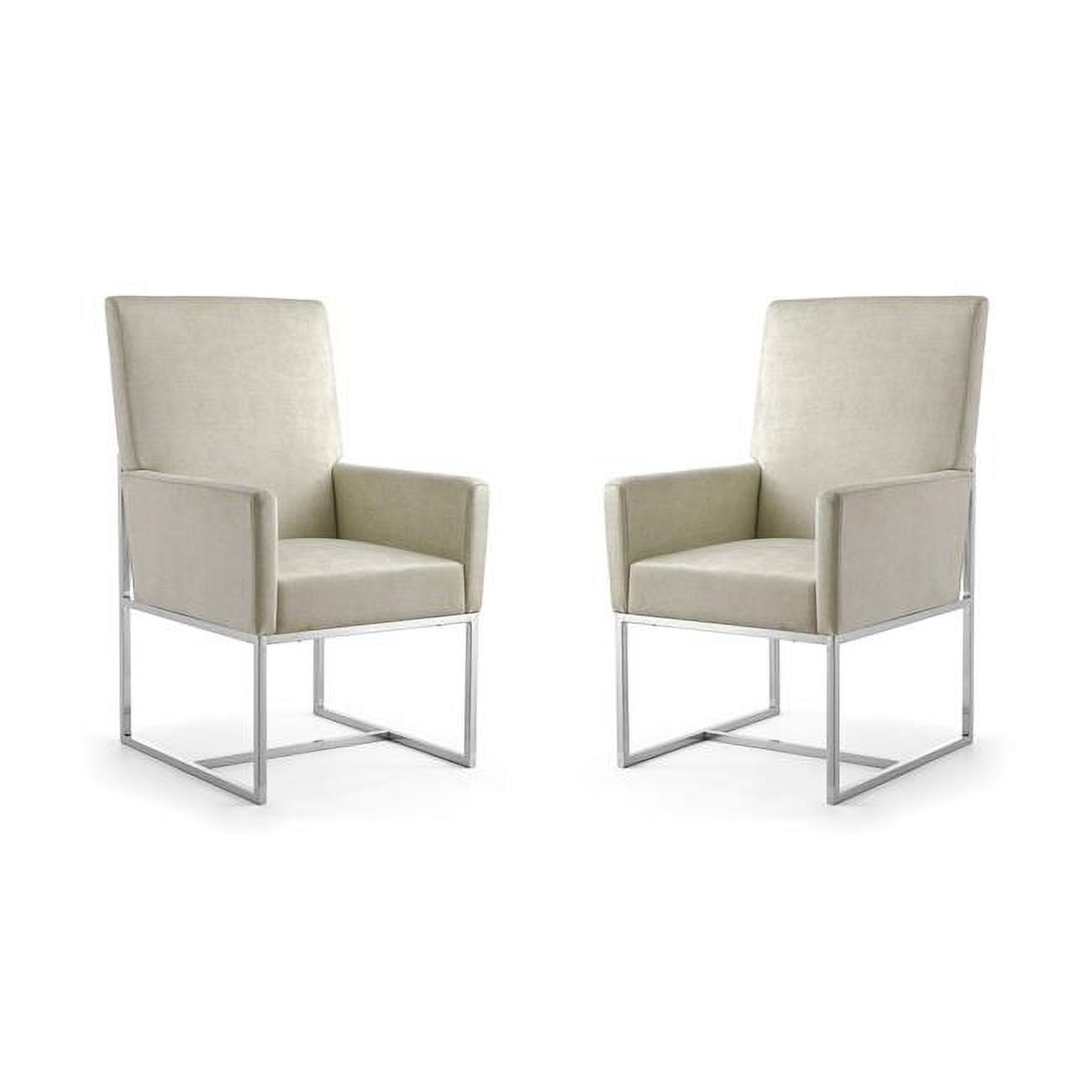 Champagne Velvet High-Back Metal Armchair