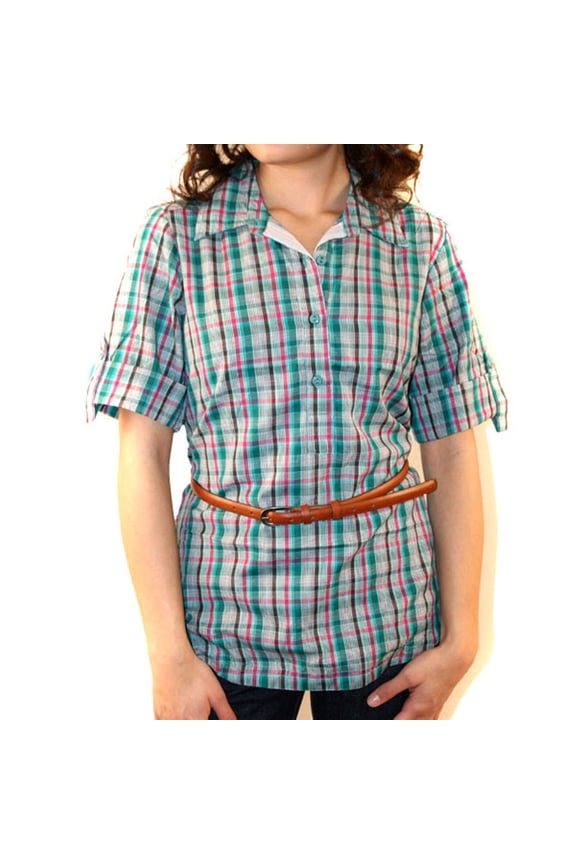 - Dorset Turqouise Juniors Button-Up T-Shirt - Small