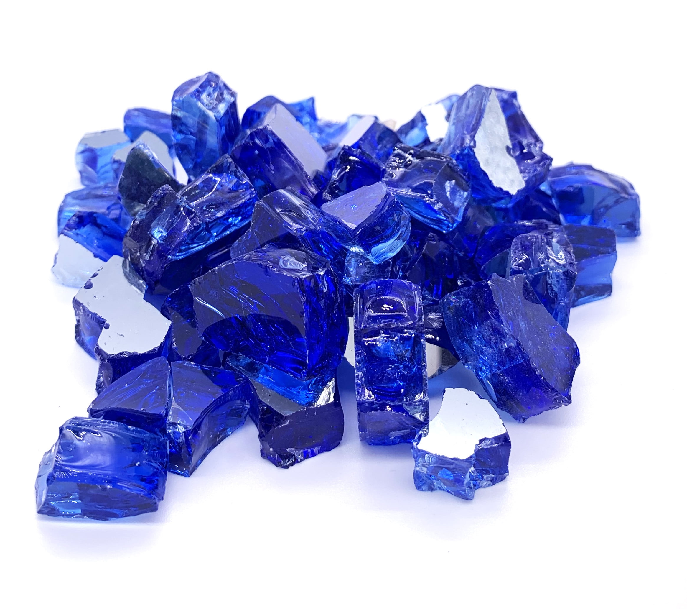 Cobalt Blue Reflective Tempered Fire Glass, 10 lbs