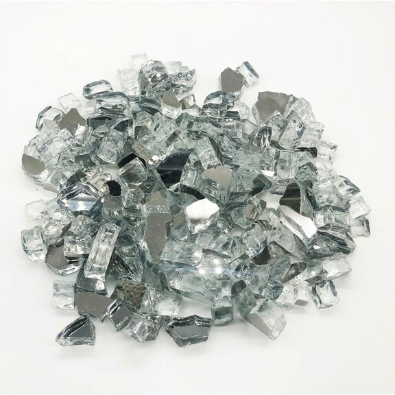 Element Fire Glass 1/2" Platinum Reflective Fire Glass 10lbs - Silver Reflective Fire Glass, Ultra Modern Fire Glass with True Mirrored Reflection