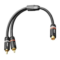 Element-Hz 2-Male to 1-Female 14" RCA Y-Adapter Cable (Black, Gold-Plated Connectors)