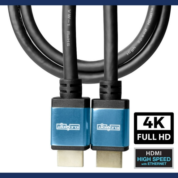 Element-Hz 4K HDMI Cable High Speed w/ Ethernet (Blue Ends = 3 Meters / 9.84ft)