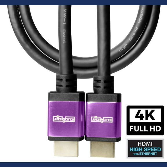 Element-Hz 4K HDMI Cable High Speed w/ Ethernet (Purple Ends = 10 Meters / 32.8ft)