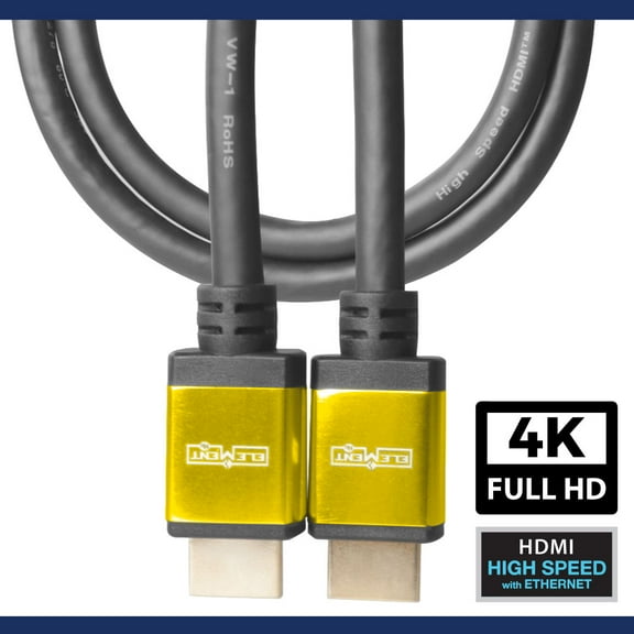 Element-Hz 4K HDMI Cable High Speed w/ Ethernet (Yellow Ends = .5 Meter / 1.64ft)