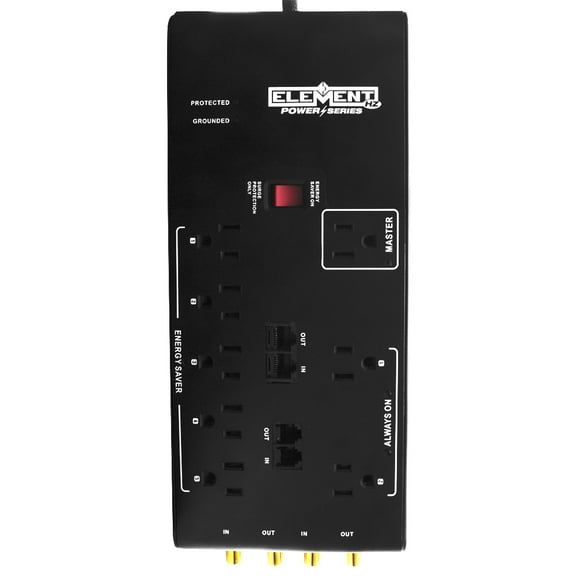 Element-Hz Power Seriesβ’ Smart Surge Protector (3600 Joules, 8 Outlets/3-Prong Plug, Coax: 2 In/2 Out)