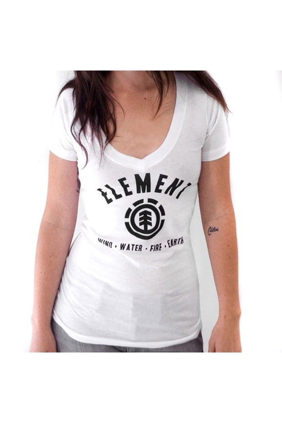 - Lock Up White Juniors V-Neck T-Shirt - Large