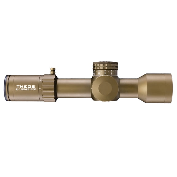 Element Optics Theos 2-10x42 FFP Riflescope, MRAD MPR-1D Reticle, FDE, 34mm Tube, Diffractive Illuminated, RevTrak Turrets, Weather Resistant, Shock Proof (50064)