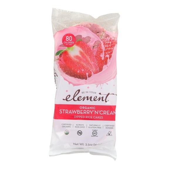 Element Organic Strawberry 'N' Cream Dipped Rice Cakes, 3.5 Oz