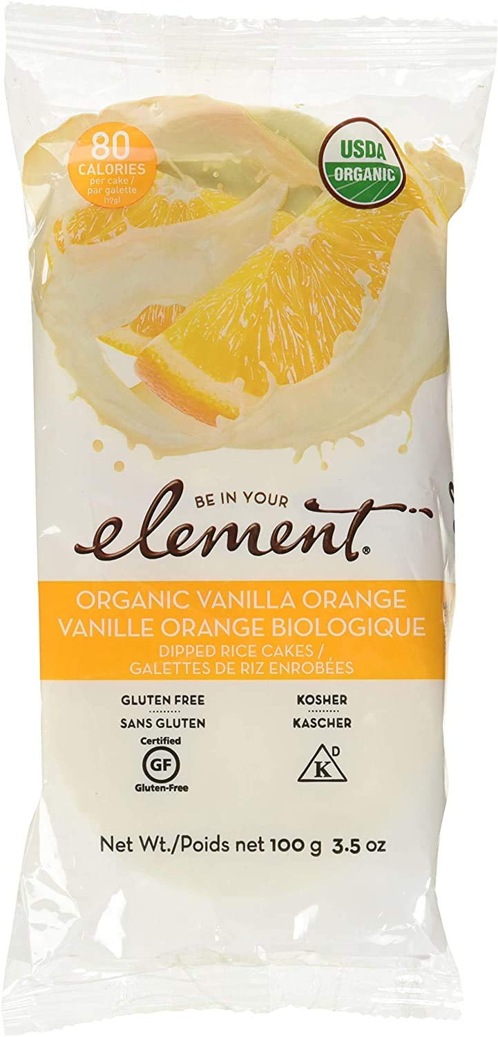 Element Snacks Organic Rice Cake Vanilla Orange, 3.5 oz | Pack of 6