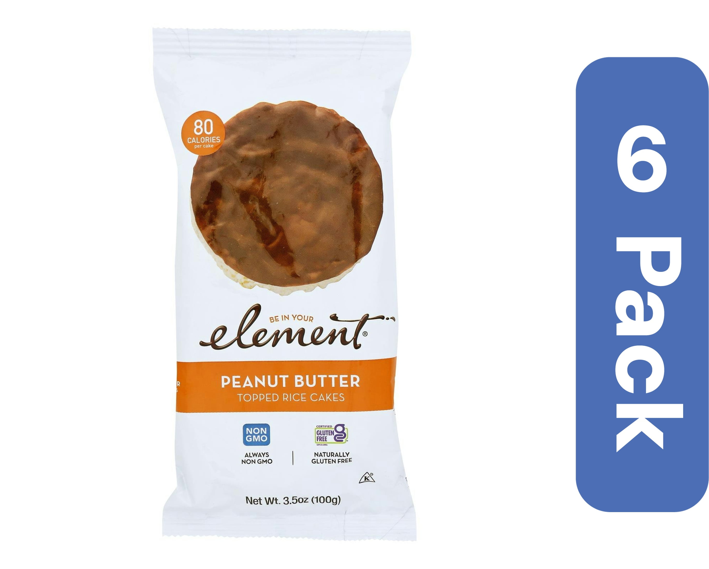 Element Snacks Rice Cakes Peanut Butter 3.5 oz (Pack of 6)