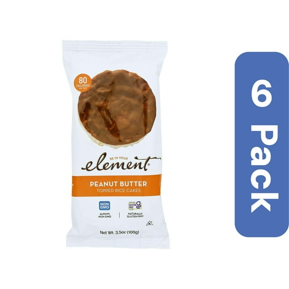 Element Snacks Rice Cakes Peanut Butter 3.5 oz (Pack of 6)